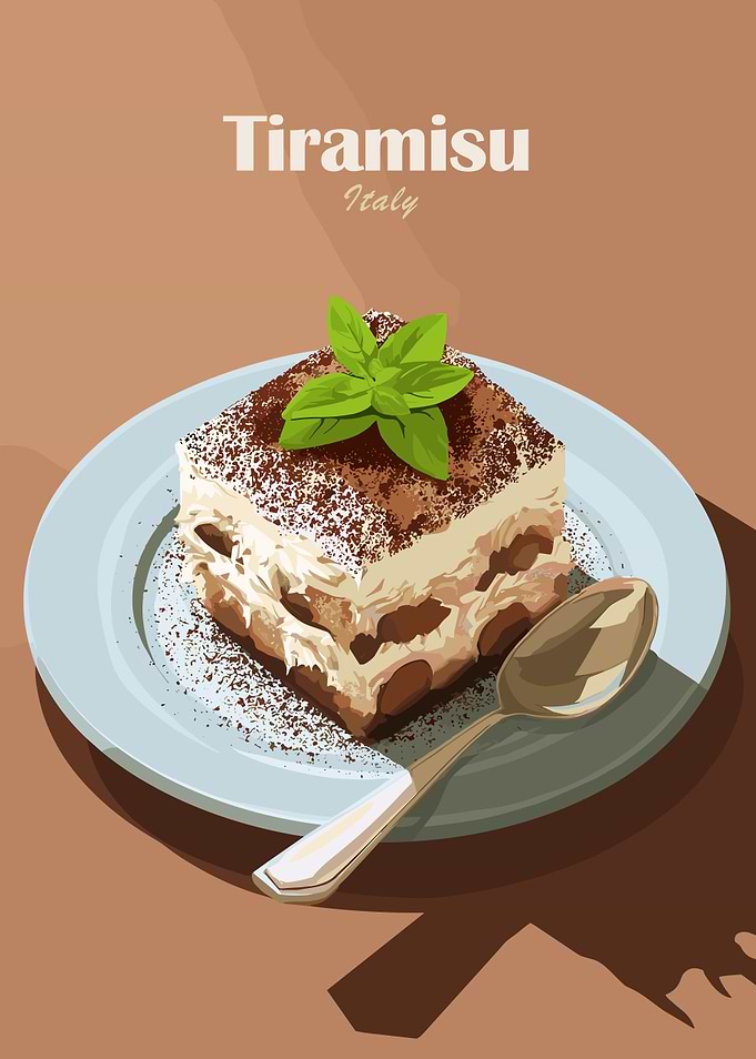 Tiramisu Dessert Illustration