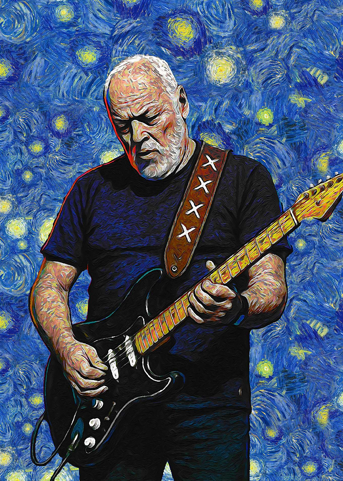 David Gilmour Starry Night Style Portrait