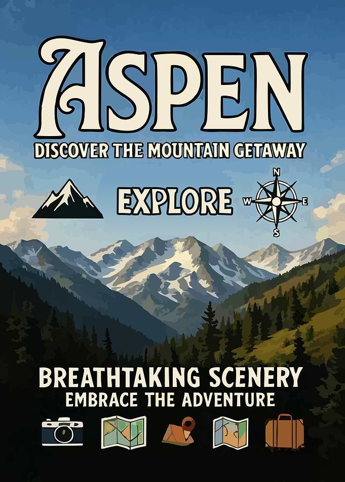Aspen Mountain Getaway Travel Poster