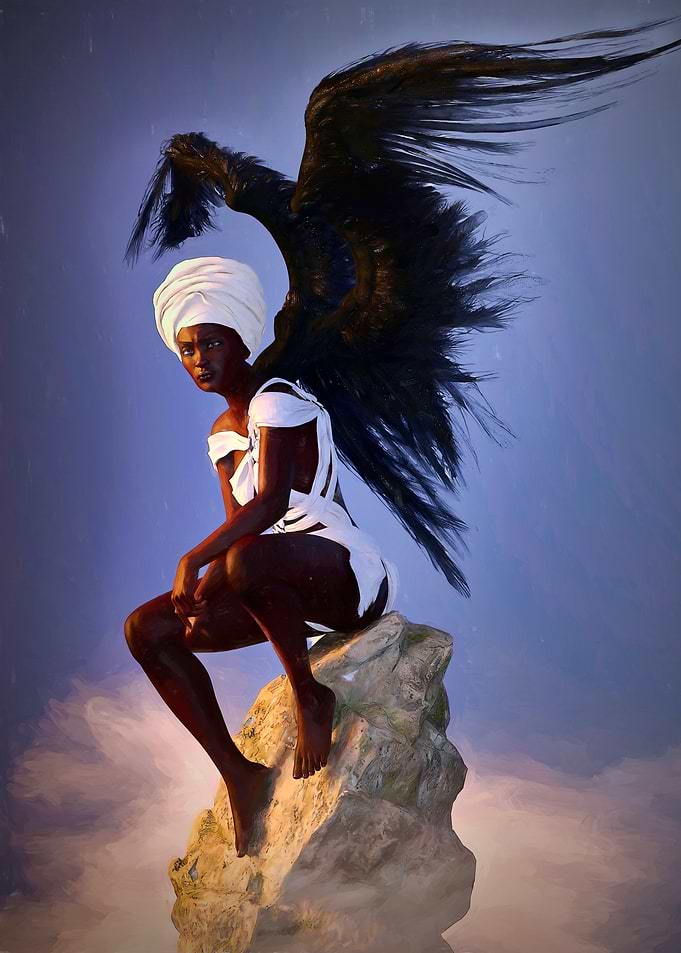 Winged Figure on Rock
