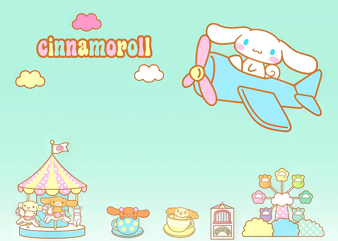 Cinnamoroll in Amusement Park Illustration