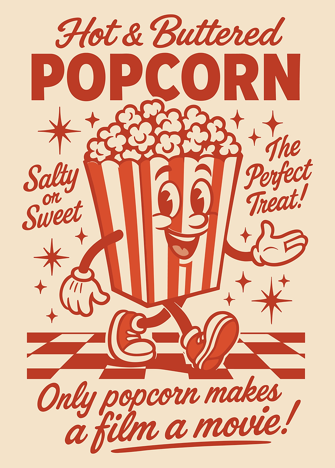 Retro Popcorn Cartoon Illustration