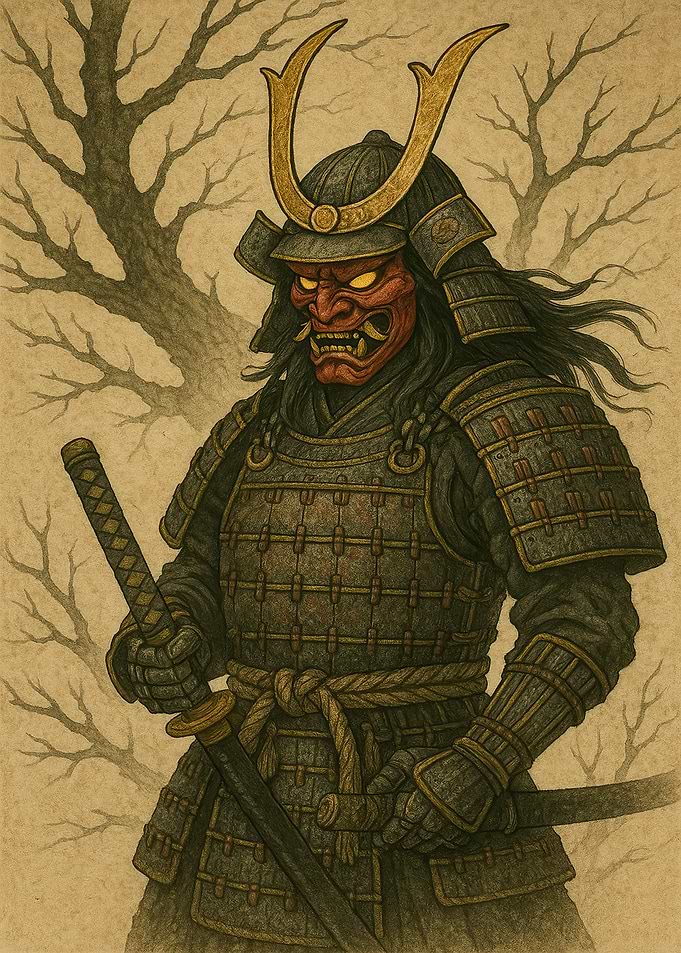 Samurai Warrior with Oni Mask