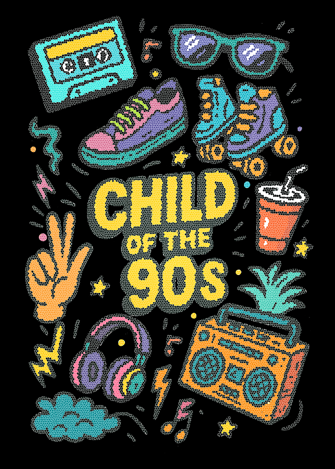 Child of the 90s Nostalgic Illustration