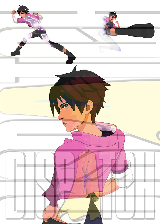 Anime character in action poses