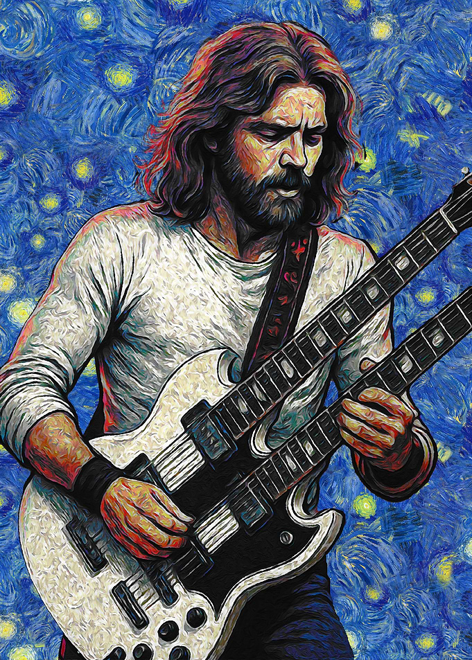Guitarist in Van Gogh Style
