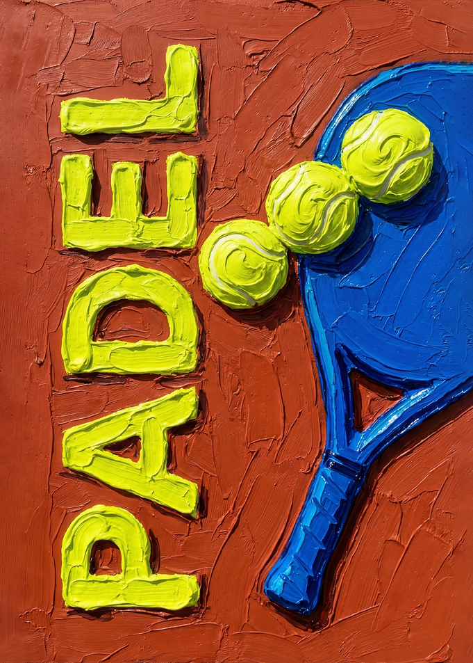 Padel Art with Balls and Racket