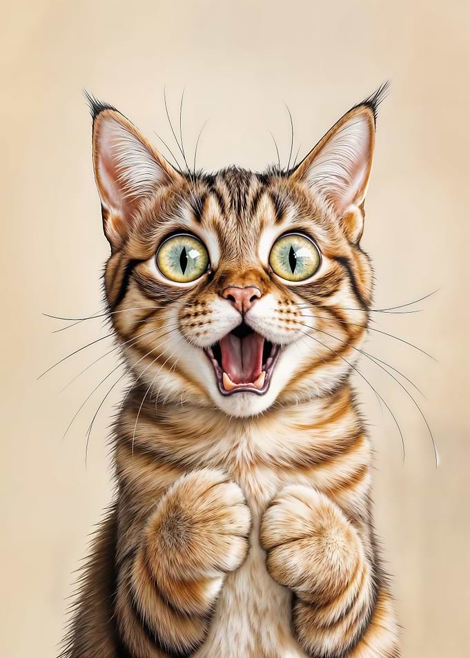 Surprised Tabby Cat Portrait