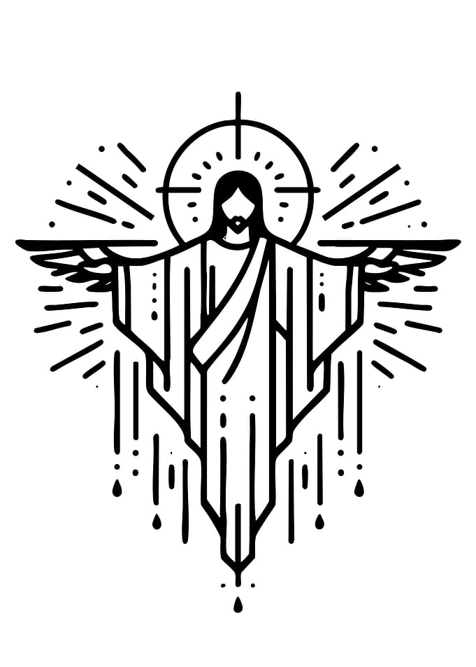 Jesus Christ Line Art Illustration