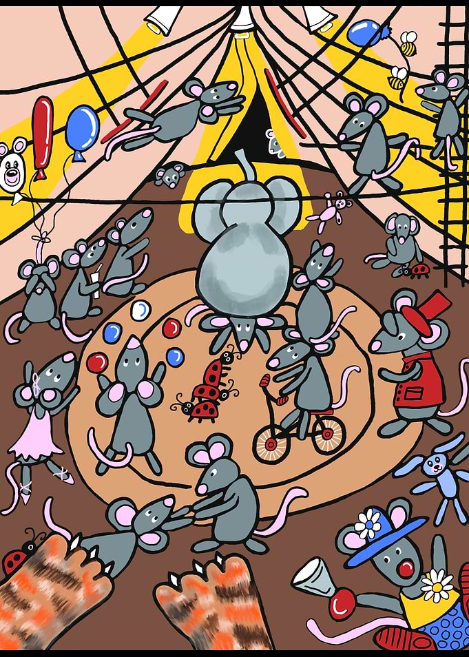 Mouse Circus Cartoon Drawing Hand Drawn