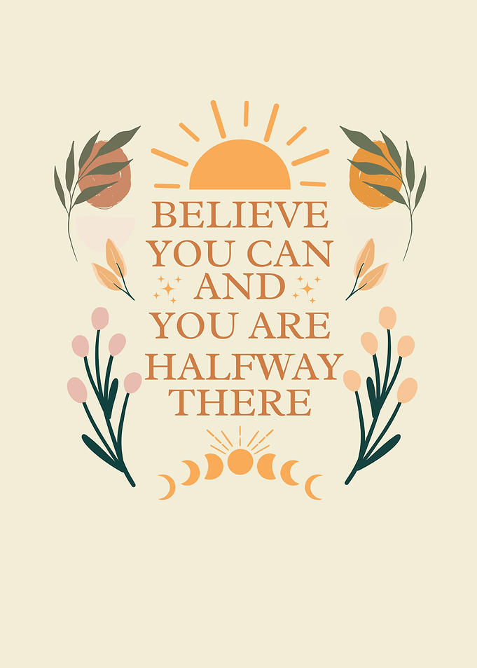 Believe You Can Inspirational Art, Modern Boho style