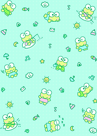 Keroppi Character Pattern on Mint Background