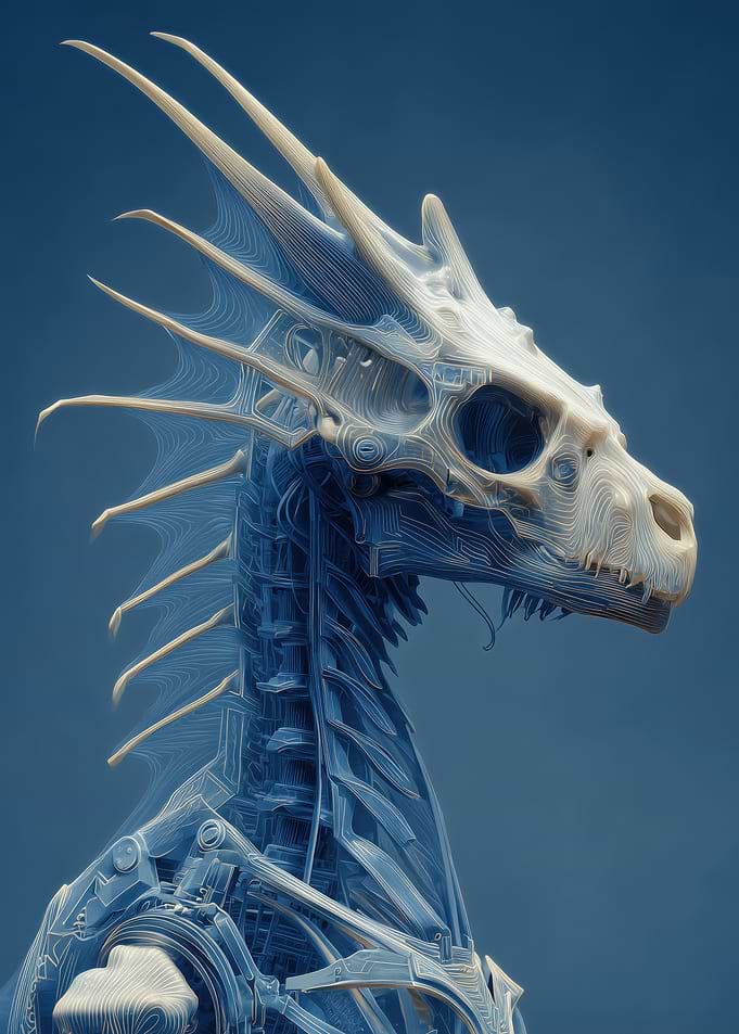 Cyberpunk Dragon Skeleton