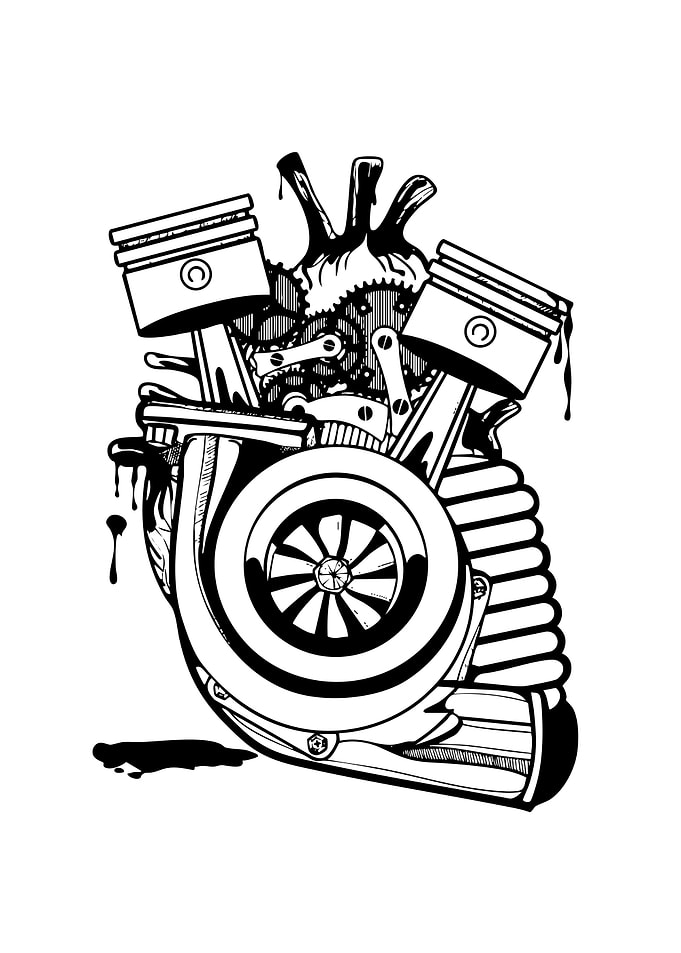 Mechanical Heart with Pistons and Turbo