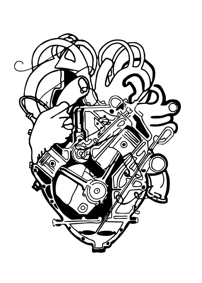 Engine Heart Line Art