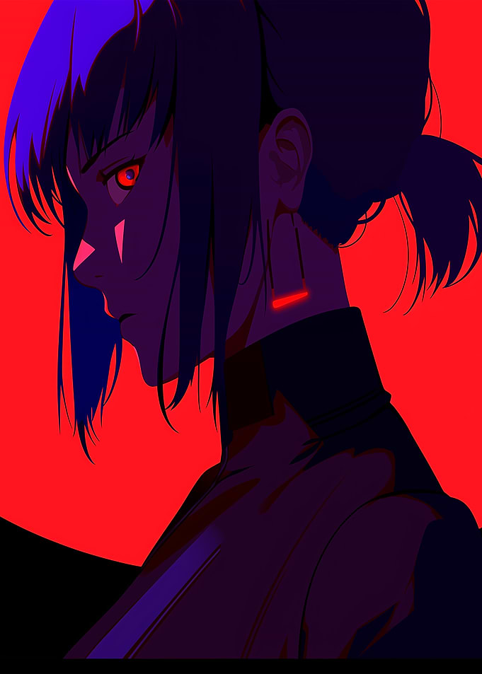Anime Girl Profile with Red Eyes