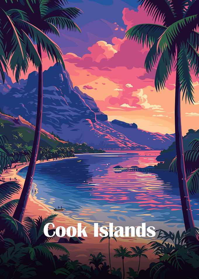 Cook Islands Tropical Paradise Illustration