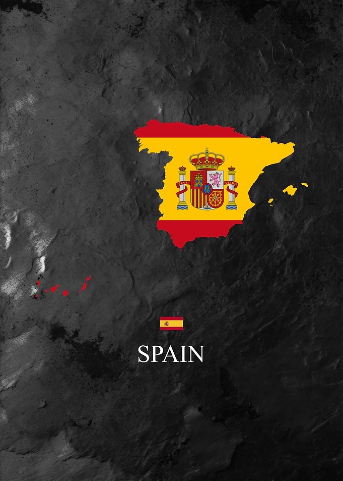 Spain Map with Flag Overlay