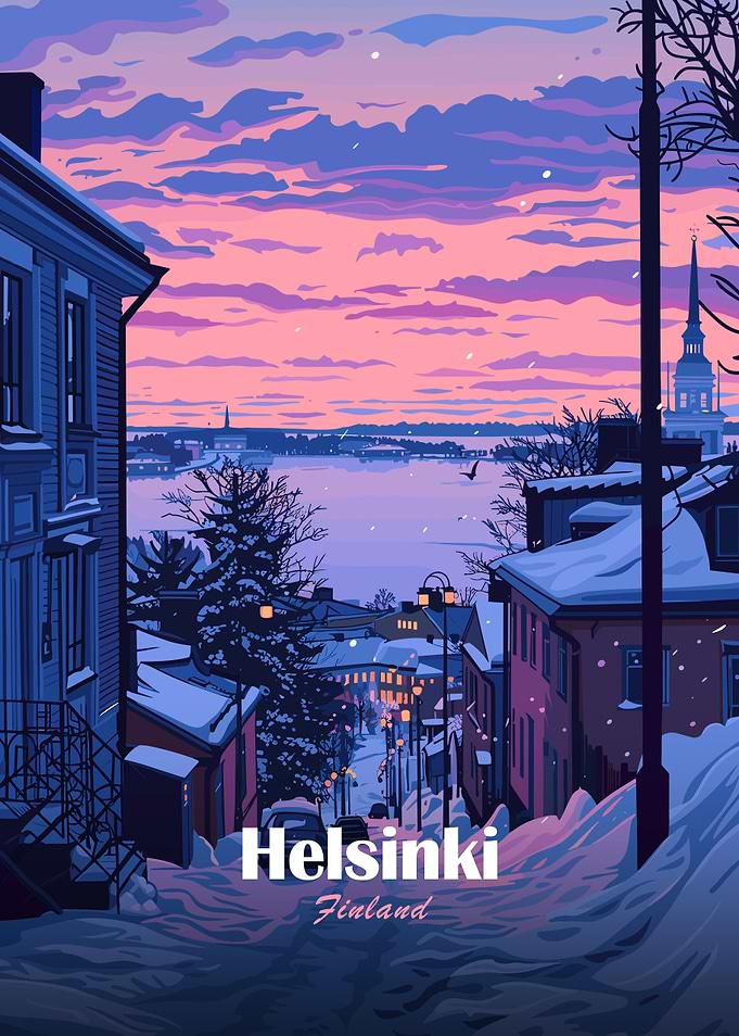 Helsinki, Finland Winter Cityscape