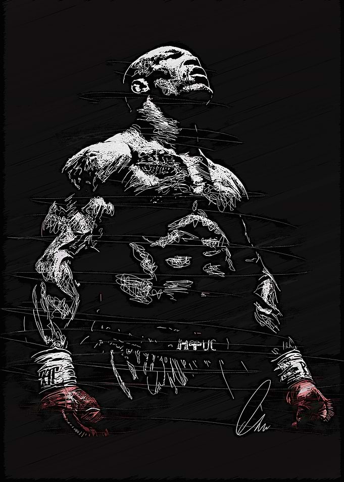 Mike Tyson Illustration in Black and White