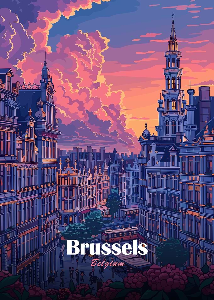 Brussels, Belgium Cityscape Art