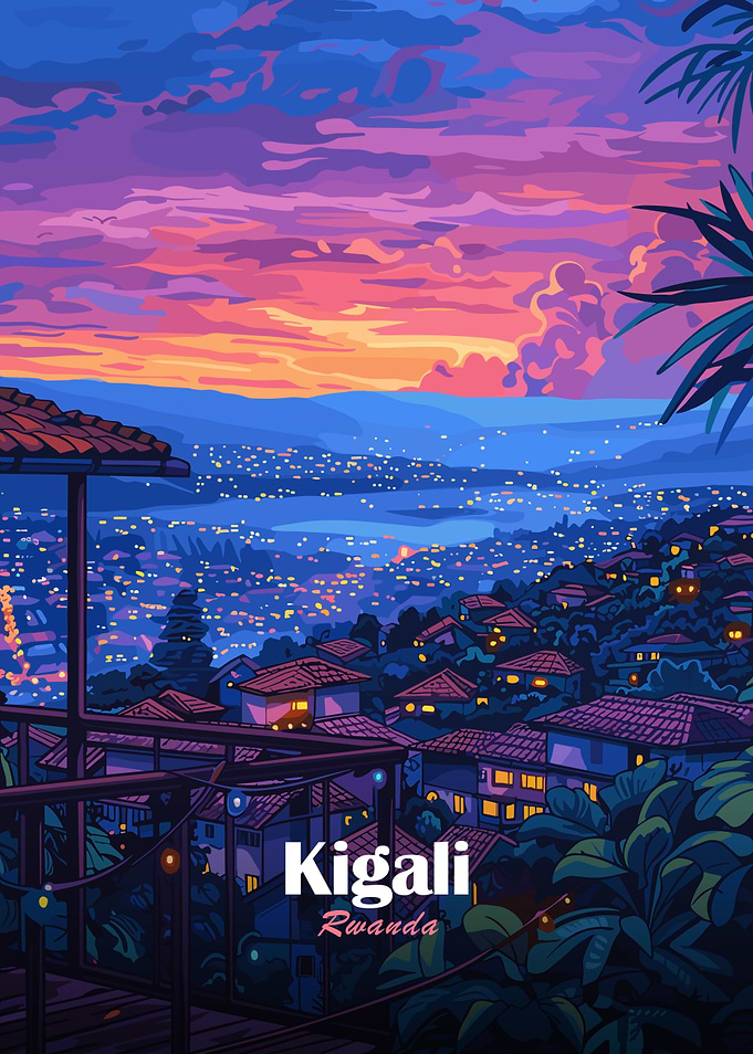 Kigali Rwanda Cityscape at Dusk