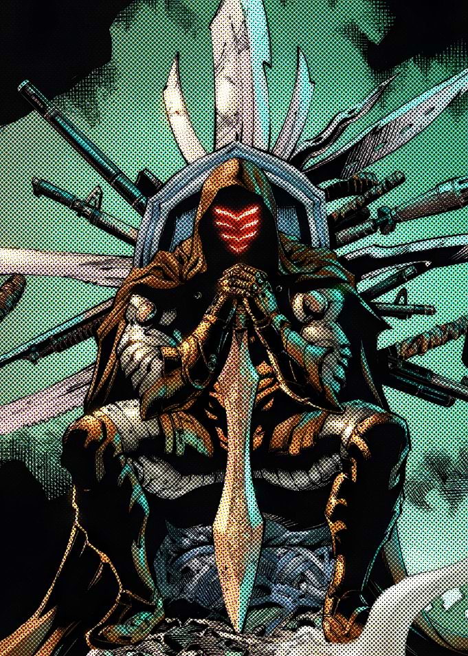 Hooded Figure on Throne of Weapons