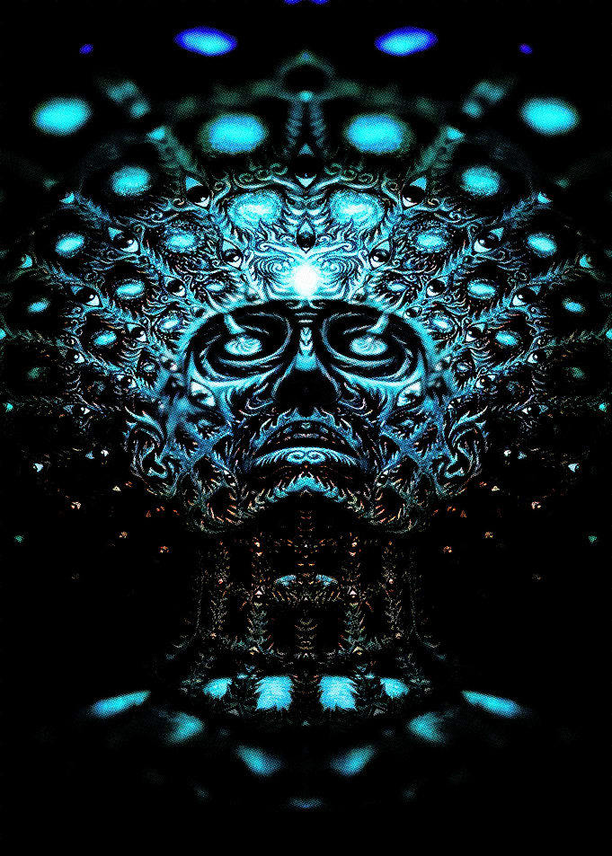 Abstract Face with Blue Light