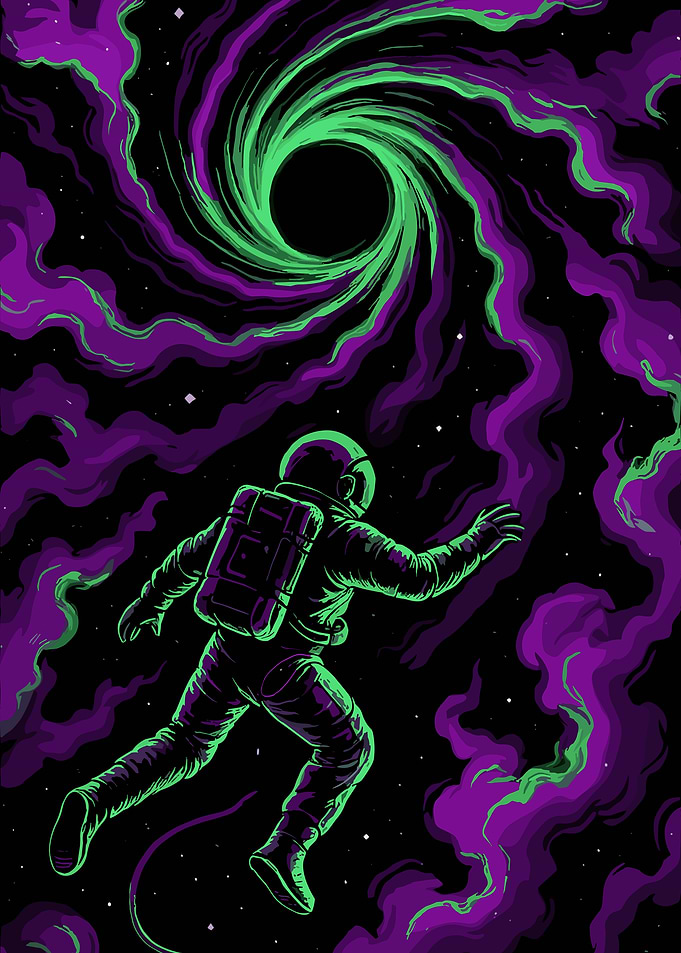 Astronaut and Black Hole in Space