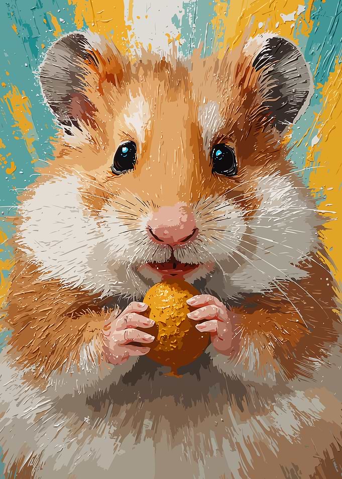 Hamster and Peanut Painting Art
