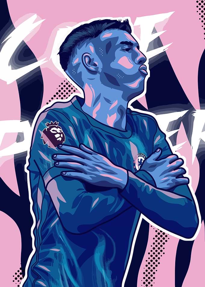 Cole Palmer Chelsea Football Player Illustration