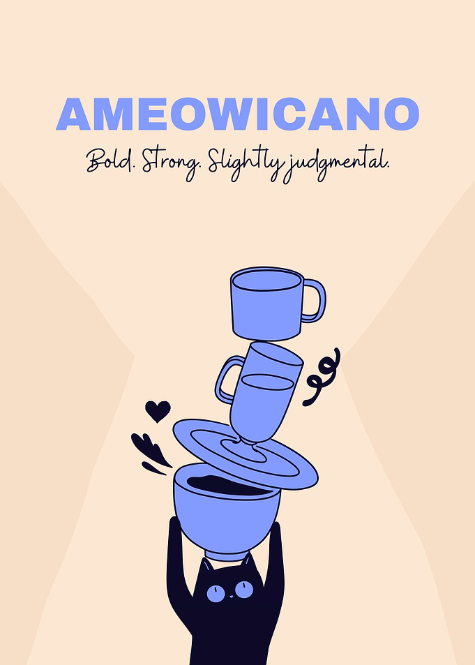 Ameowicano Cat Coffee Illustration