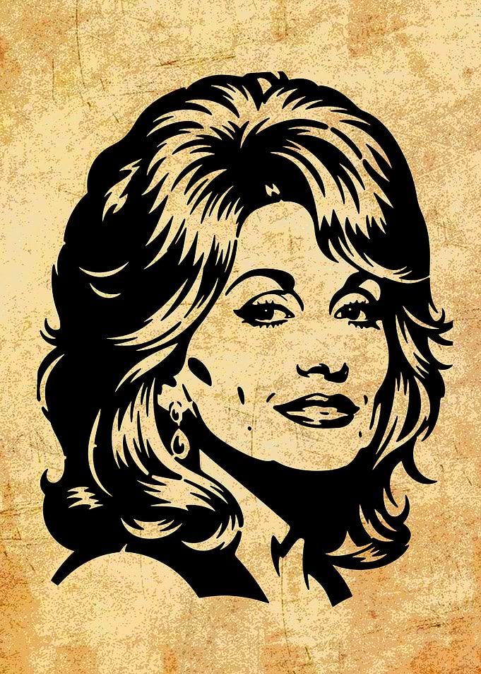 Dolly Parton Portrait Black and Beige