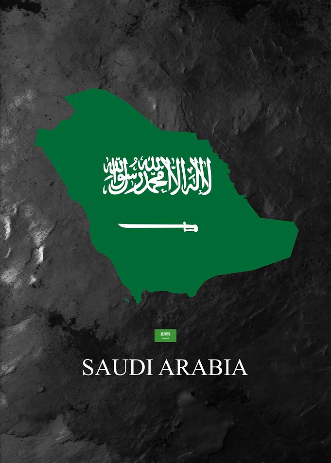 Saudi Arabia Map Flag Art