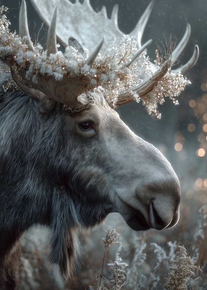 Moose with floral antlers