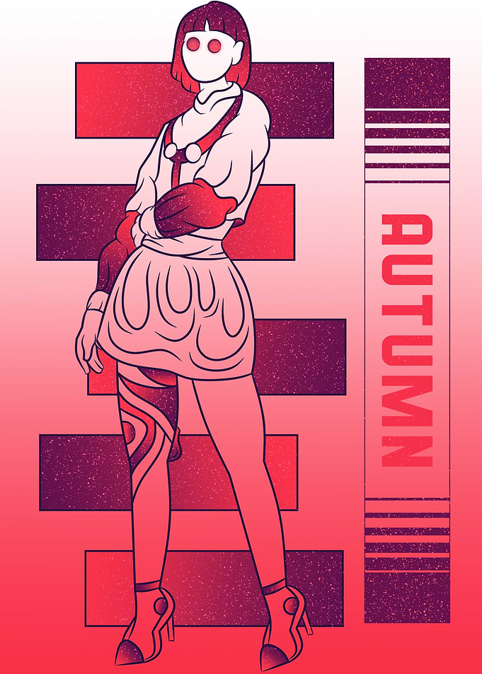 Red Autumn Fashion Illustration