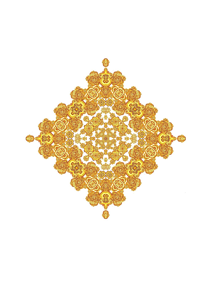 Golden Ornamental Diamond on White
