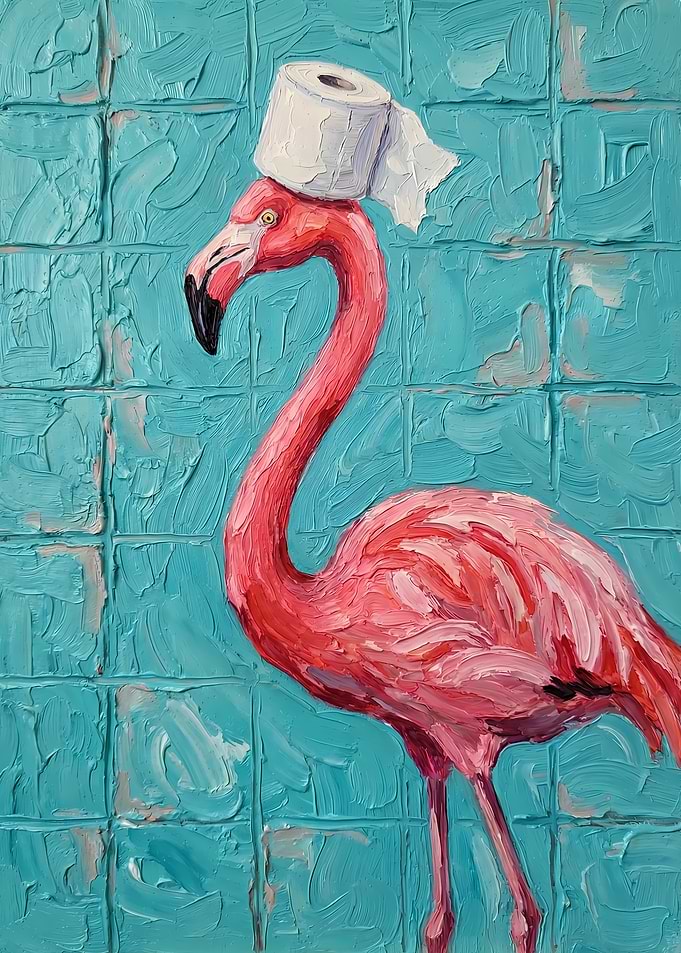 Flamingo Toilet Paper Painting