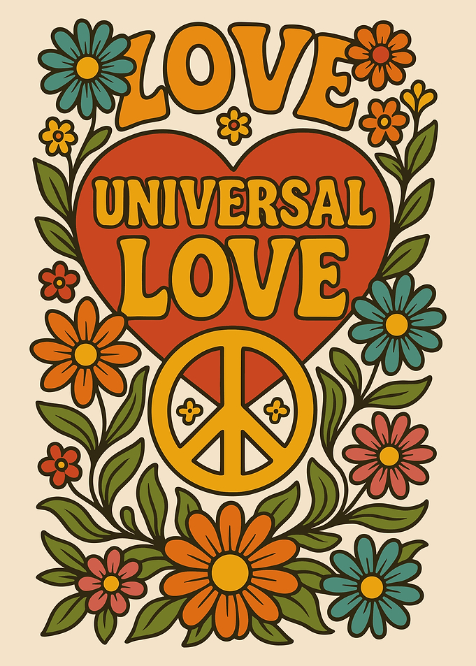 Retro Love and Peace Illustration