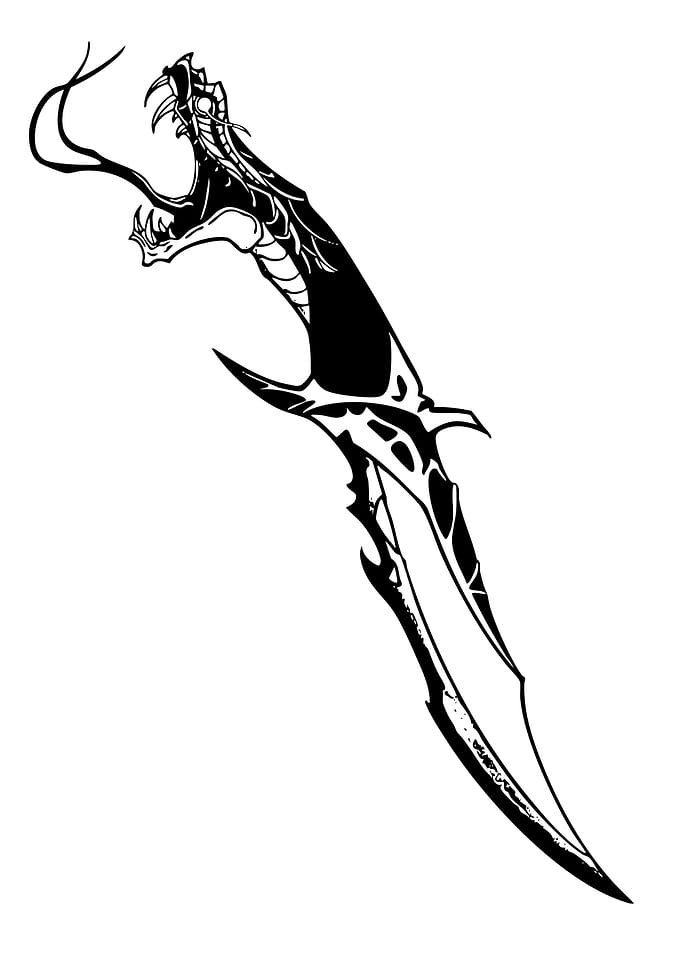 Snake Head Dagger Black and White