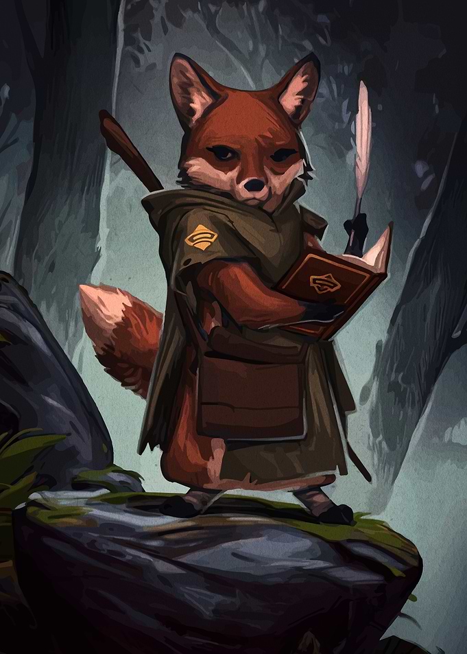 Fox Scholar in Forest Illustration