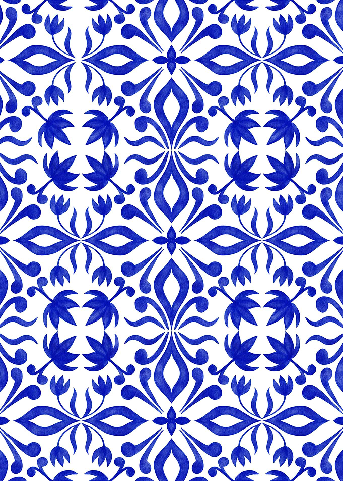 Blue and White Floral Pattern