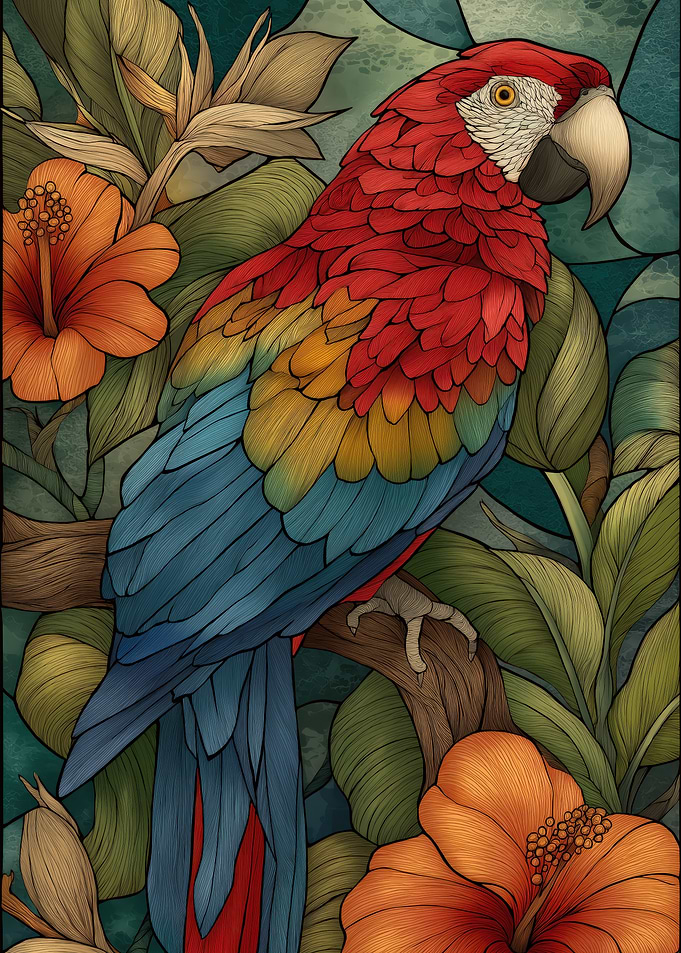Colorful Parrot in Tropical Setting