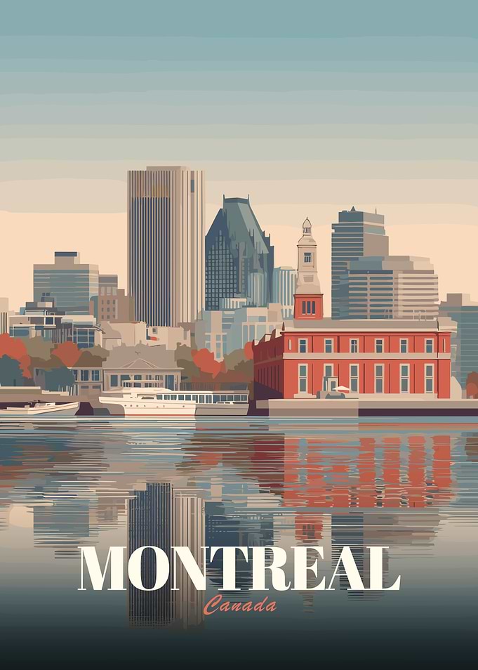 Montreal Canada Cityscape Illustration