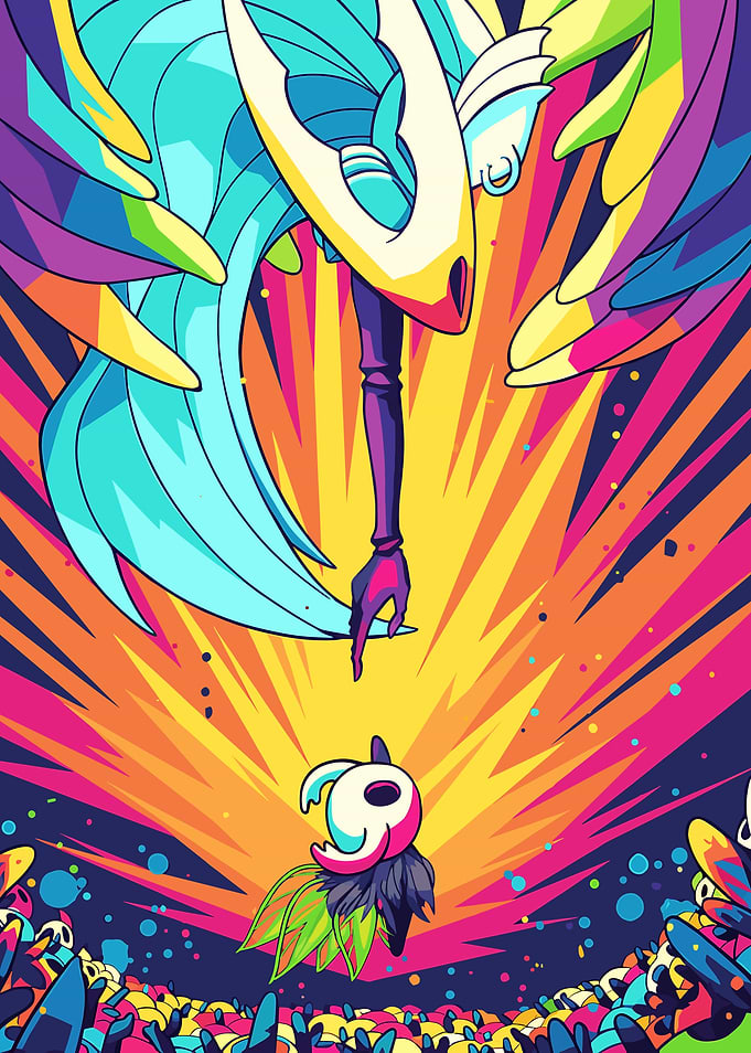 Hollow Knight colorful digital art