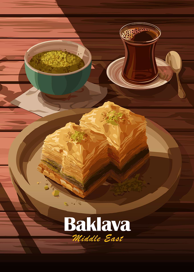 Baklava and Tea Still Life