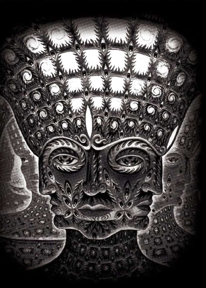 Monochrome Abstract Face with Intricate Details