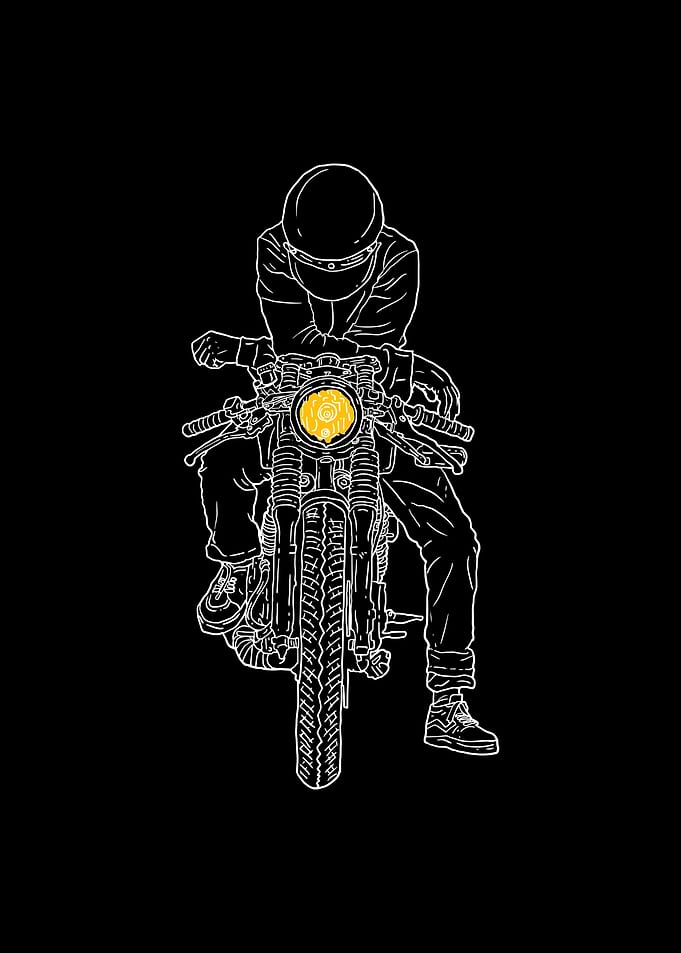 Café Racer Night Ride – Minimalist Motorcycle Line Art