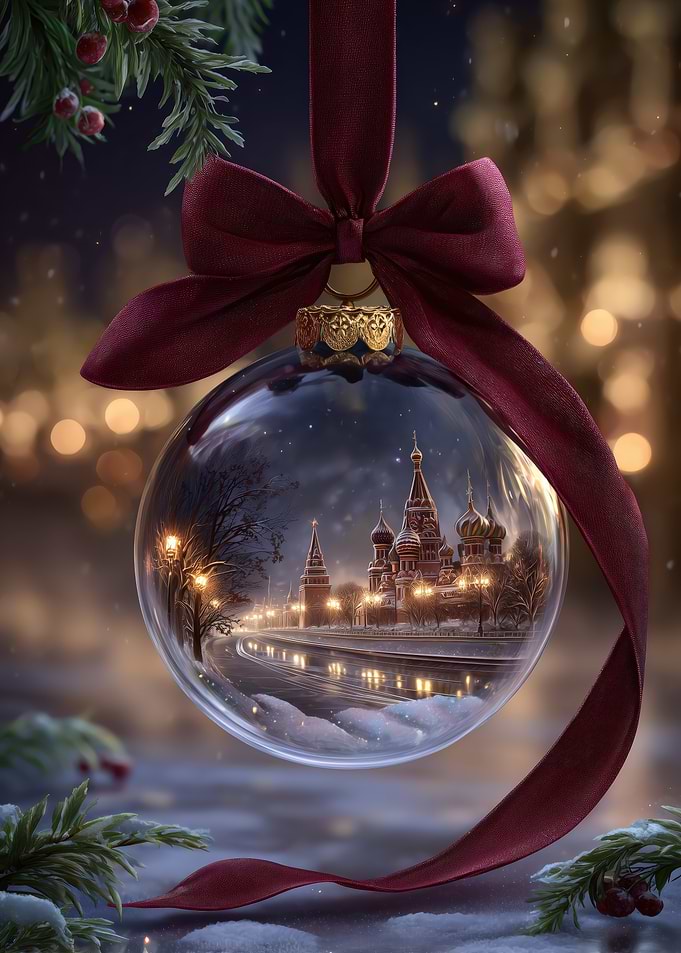 Christmas Ornament with Cathedral Reflection
