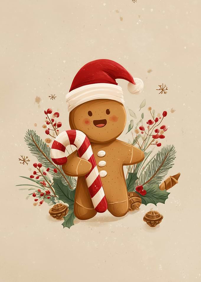 Gingerbread Man with Candy Cane